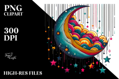Vibrant Half Moon with Stars PNG Product Image 2