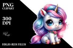 Dressed Cute Baby Unicorn PNG Product Image 2