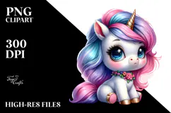 Dressed Cute Baby Unicorn PNG Product Image 2