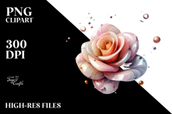 Shiny Rose with Metalic Insertions PNG Product Image 2