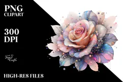 Shiny Rose with Metalic Insertions PNG Product Image 2