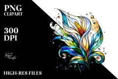 Stained Calla Lily Watercolor Splash, PNG Product Image 2