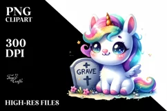Cute Baby Unicorn with Grave | Sublimation Product Image 3