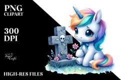 Cute Baby Unicorn with Grave | Sublimation Product Image 3