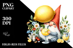 Whimsical Watercolor Gnome Drinking Cocktail PNG Product Image 2