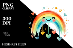 Colorful Digital Rainbow Hearts PNG Product Image 2