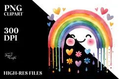 Colorful Digital Rainbow Hearts PNG Product Image 2