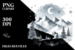 Christmas Snowy Mountains, Transparent PNG Product Image 1