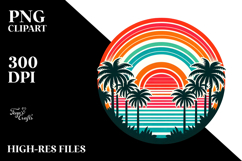 Retro Tropical Rainbow Sunset Tshirt Product Image 2