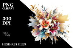 Vibrant Abstract Bouquet with Lily | Clipart Product Image 2
