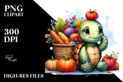 Colorful Baby Turtle with Vegetables | Clipart Product Image 3