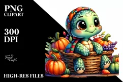 Colorful Baby Turtle with Vegetables | Clipart Product Image 3