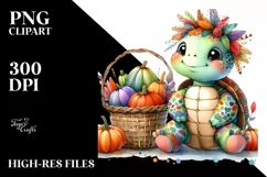 Colorful Baby Turtle with Vegetables | Clipart Product Image 3