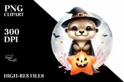 Cute Baby Otter with Halloween Costume, Transparent PNG Product Image 1