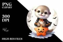 Cute Baby Otter with Halloween Costume, Transparent PNG Product Image 1