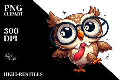 Curious Owl with Bow Tie PNG Product Image 2