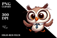 Playful Owl with Bow Tie PNG Product Image 2