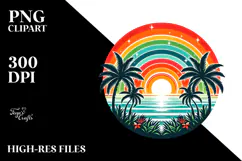 Retro Tropical Rainbow Sunset, 20 oz Tumbler Product Image 2