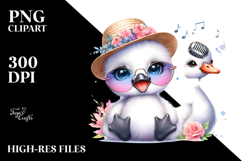Energic Baby Swan with Hat and Sunglasses PNG Product Image 2