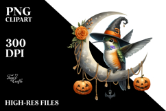 Hummingbird Dressed for Halloween Sitting on Half Moon Product Image 2