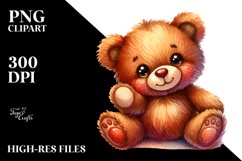 Vibrant Watercolor Colorful Bear Clipart Product Image 1