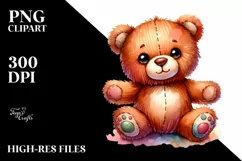 Colorful Baby Old Plush Bear | Clipart Product Image 3
