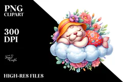 Cute Baby Walrus on the Cloud | Clipart Product Image 2