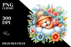 Cute Baby Walrus on the Cloud | Clipart Product Image 1
