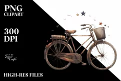 Vintage Dirty Bicycle Stars | Sublimation Clipart Product Image 1