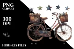 Vintage Dirty Bicycle Stars | Sublimation Clipart Product Image 1
