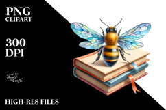 Watercolor Vibrant Bee Book Sublimation Clipart Product Image 2