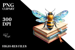 Watercolor Vibrant Bee Book Sublimation Clipart Product Image 2