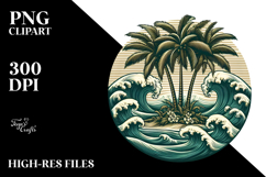 Vintage Tropical Tree Waves, Tshirt Vector PNG Product Image 2