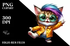 Goofy Baby Cat Dancing with Raincoat, Transparent PNG Product Image 3