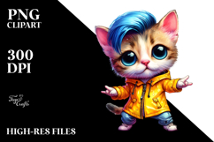 Goofy Baby Cat Dancing with Raincoat, Transparent PNG Product Image 2