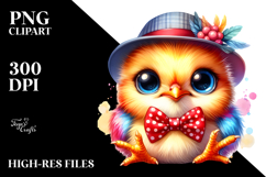 Vibrant Baby Chicken with Tiny Bowtie PNG Product Image 2