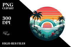 Retro Tropical Rainbow Sunset Clipart Product Image 2