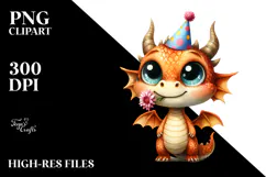 Baby Dragon with Big Eyes | Watercolor Clipart Product Image 2