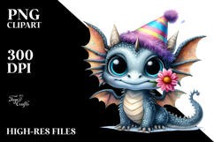 Baby Dragon with Big Eyes | Watercolor Clipart Product Image 2