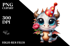 Dragon with Party Hat and Contempt Smile | Clipart Product Image 2