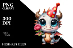 Dragon with Party Hat and Contempt Smile | Clipart Product Image 2
