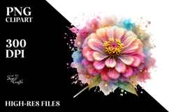Bright Zinnia, Watercolor PNG Product Image 2