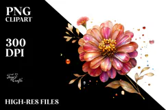 Bright Zinnia, Watercolor PNG Product Image 2