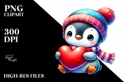 Cute Baby Penguin with Heart PNG Product Image 2