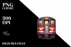 Vintage Oilish Subway Train | Sublimation Clipart Product Image 3