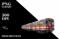 Vintage Oilish Subway Train | Sublimation Clipart Product Image 1