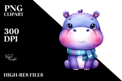 Cute Hippo Watercolor | Clipart Product Image 2