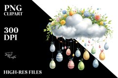 Pastel Watercolor Cloud with Hanging Eggs PNG Product Image 2