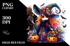 Vibrant Halloween Witch Watercolor Sublimation Clipart Product Image 3