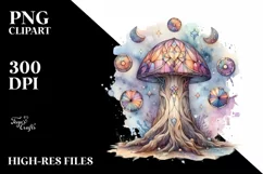 Pastel Wooden Mystical Mushroom PNG Product Image 3